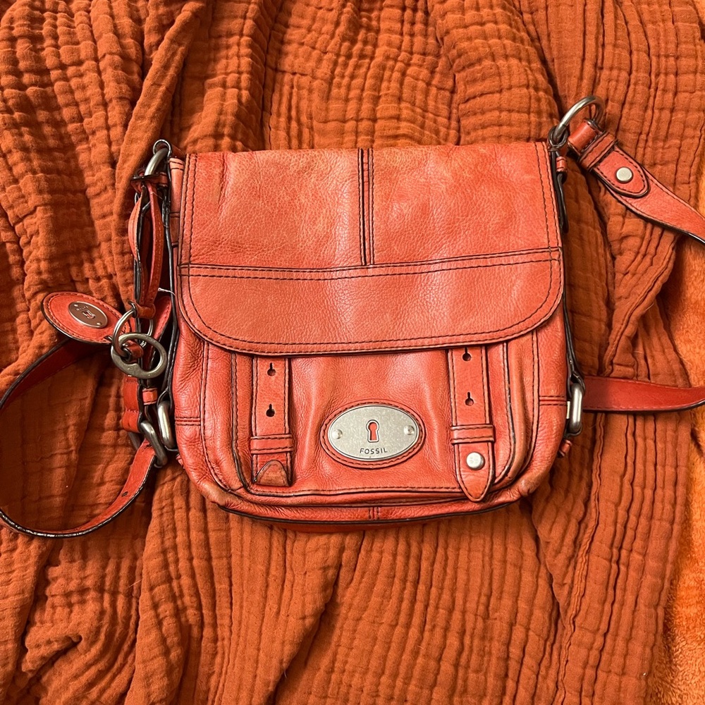 Fossil Women's Red Leather Crossbody Bag